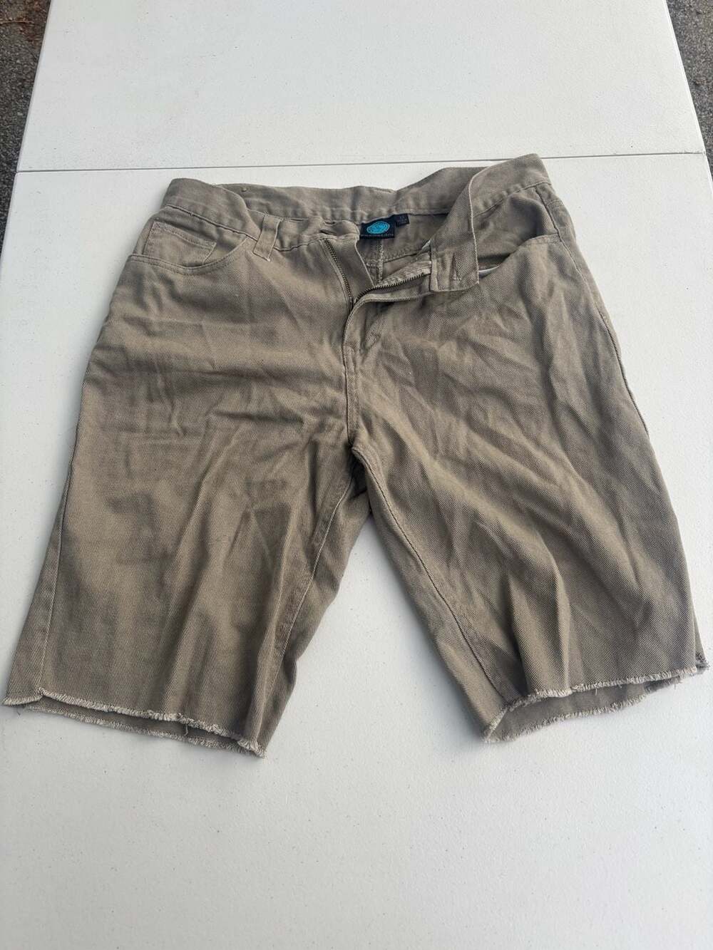 Burnside Denim Shorts Size 33 Tan Khaki Cut Off Shorts